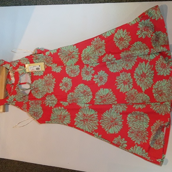 A-line dress in Coral and Teal - Picture 1 of 3